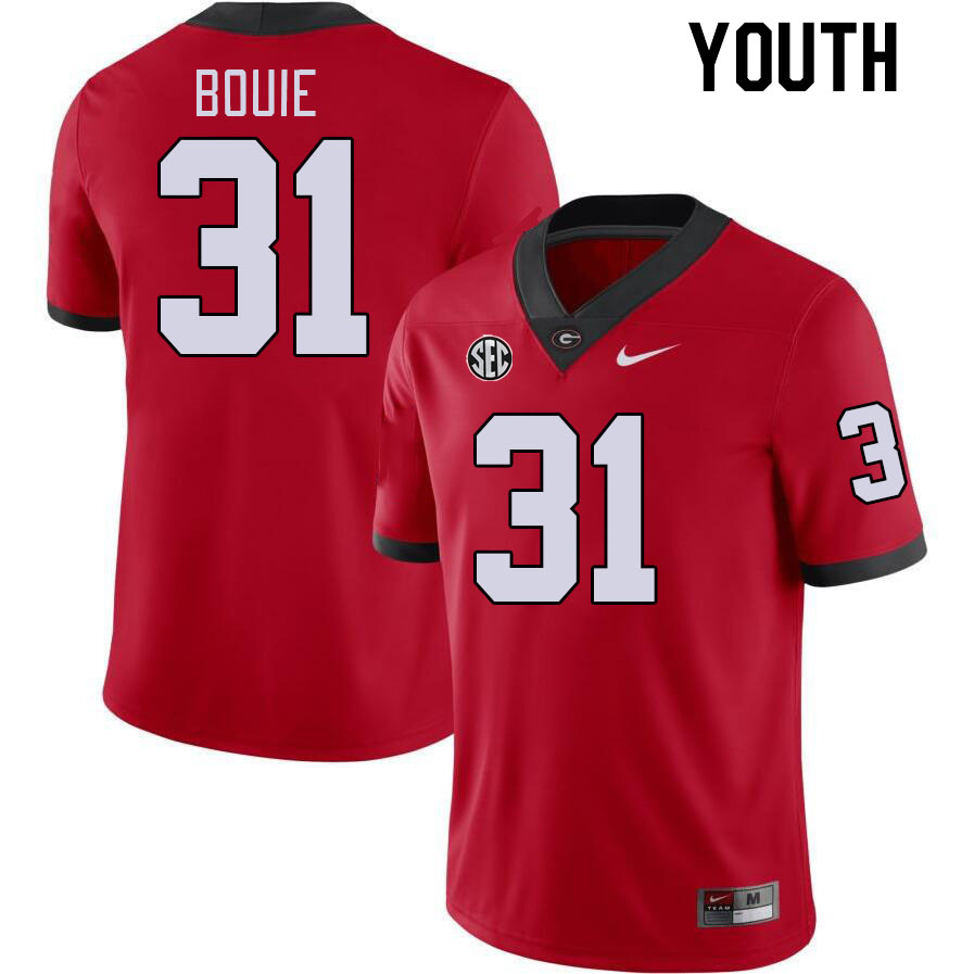 Georgia Bulldogs Youth Smoke Bouie #31 Red Stitched College UGA Football Jersey 23EC012EL